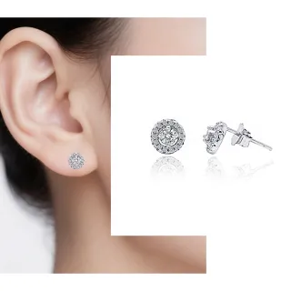 【Luster】年貨節!10分 D/VS 光環 培育鑽 純銀 耳環(培育鑽石X2總重0.20克拉)