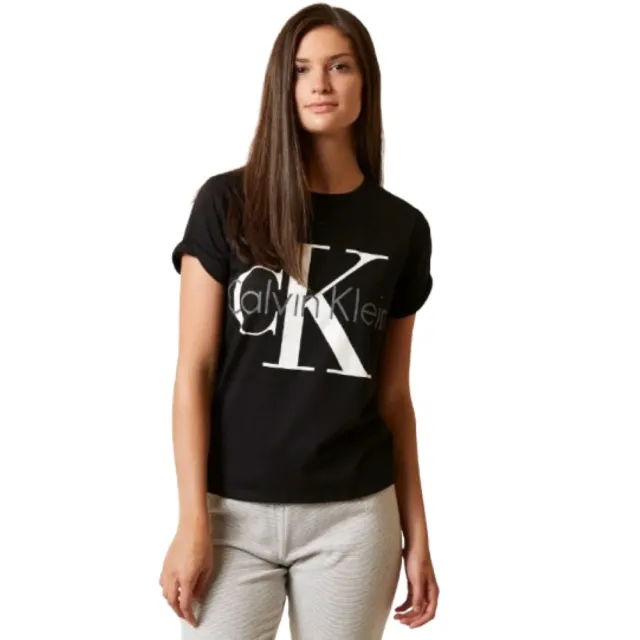 【Calvin Klein】CK 反摺袖印刷logo 短袖 上衣 短T T恤(美國平行輸入)
