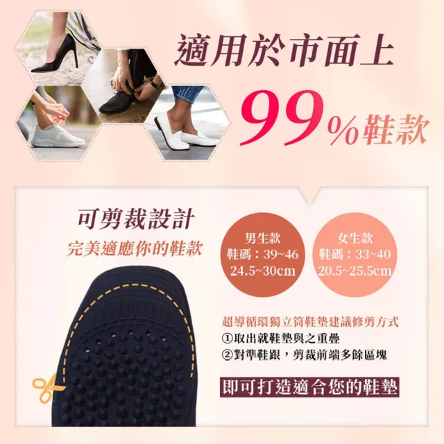 【PP 石墨烯】石墨烯HSG獨立筒鞋墊1雙