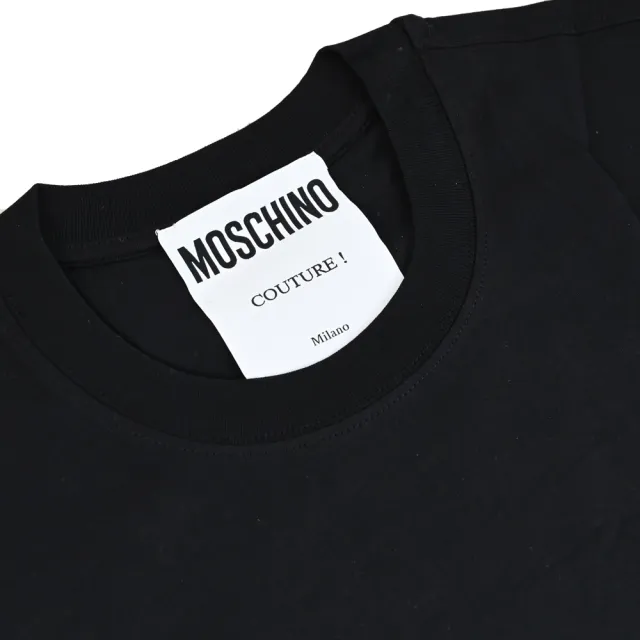 【MOSCHINO】簡約經典電繡布章小熊LOGO棉質短T恤(黑)