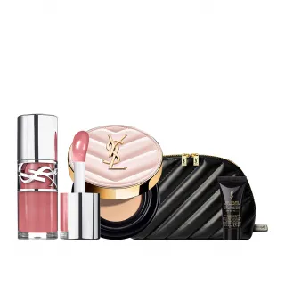 【YSL】官方直營 超模光感嫩唇彩妝組(超模光感精華水氣墊+情挑誘光嫩唇凍)