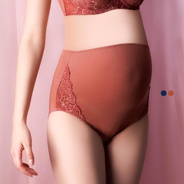 【Gennies 奇妮】孕婦內褲 蕾絲高腰內褲 歐歐咪妮系列(紅 深藍 超值)