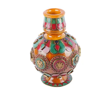 【十方佛教文物】藏傳八吉祥蜜納寶瓶(長命百歲的象徵)