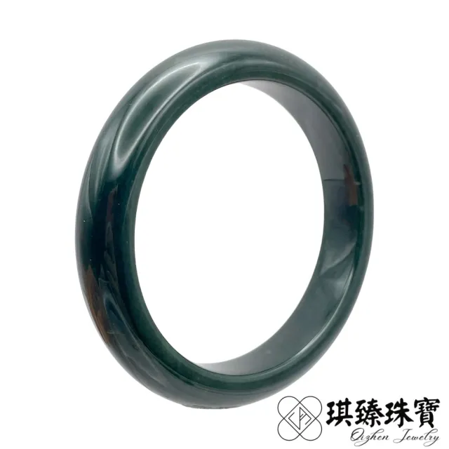 【琪臻珠寶】天然和田玉青海料黑青玉平安鐲玉鐲(17-21圍手鐲_完美無裂_塔青墨玉_618狂歡節_限時搶購)