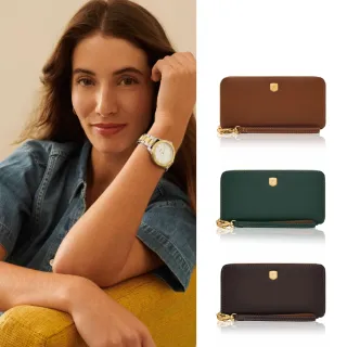 【FOSSIL】Lennox 真皮金釦手環帶長夾 (多色可選)