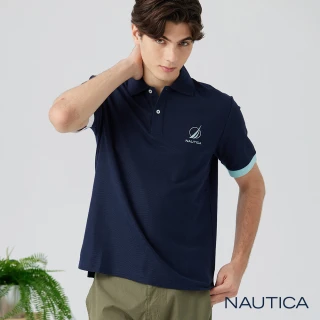 【NAUTICA】官方旗艦 男裝 跳色袖口短袖POLO衫(藍色)