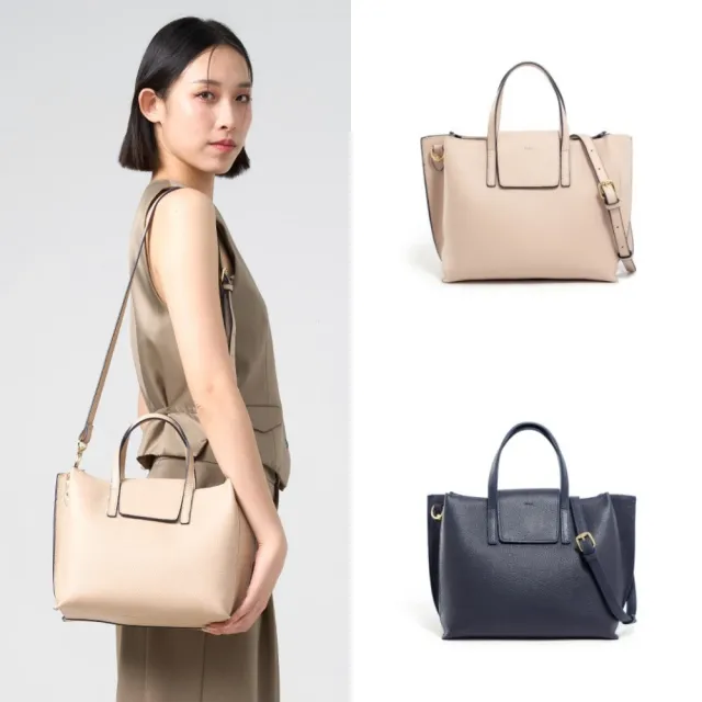 【PEPPER’S】DOT 真皮船型手提包 - 奶茶色/午夜藍(真皮包包 手提包 真皮)