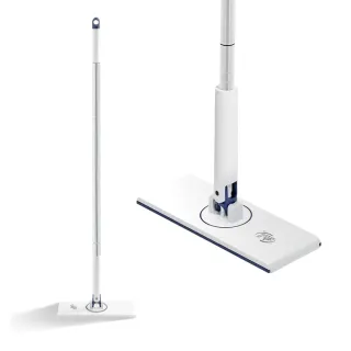 【百鈴】髒會滅不沾手大夾布拖把+清潔布x2條(平拖/免沾手/大板/吸水/乾濕兩用/除塵/地板清潔)