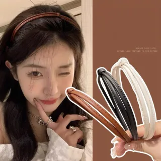 【Porabella】髮箍 簡約打結髮箍 皮質髮箍 雙股細款頭箍 百搭壓發 氣質髮飾 髮卡髮箍頭箍髮飾