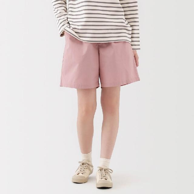 【MUJI 無印良品】女水洗平織布短褲(黑色 米色 卡其 粉紅 暗藍)