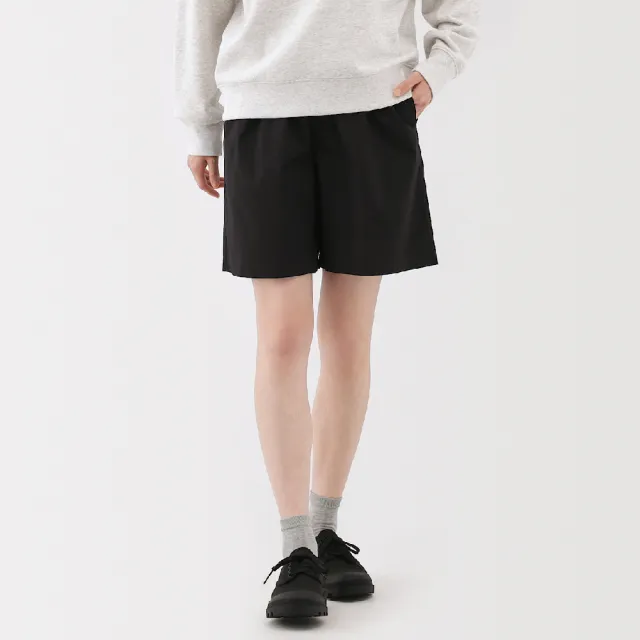 【MUJI 無印良品】女水洗平織布短褲(黑色 米色 卡其 粉紅 暗藍)
