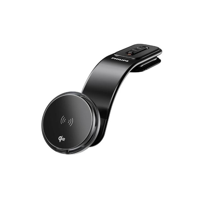 【Philips 飛利浦】DLK2302QB 15W Qi2車用磁吸無線快充支架(彎折支架/MagSafe/彩色氛圍燈/FOD異物偵測)