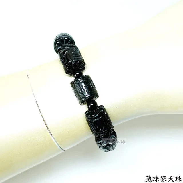 【藏珠家】平安吉祥黑玉髓六字天珠手鍊