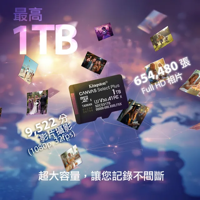 【Kingston 金士頓】Canvas Select Plus microSD 128GB/150MB/s 記憶卡(SDCS3/128GB)