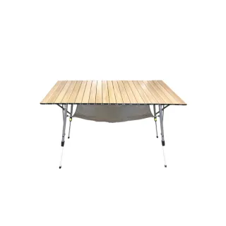 【Lumikenka 露米】無段式伸縮120公分蛋捲桌_木紋(悠遊戶外)