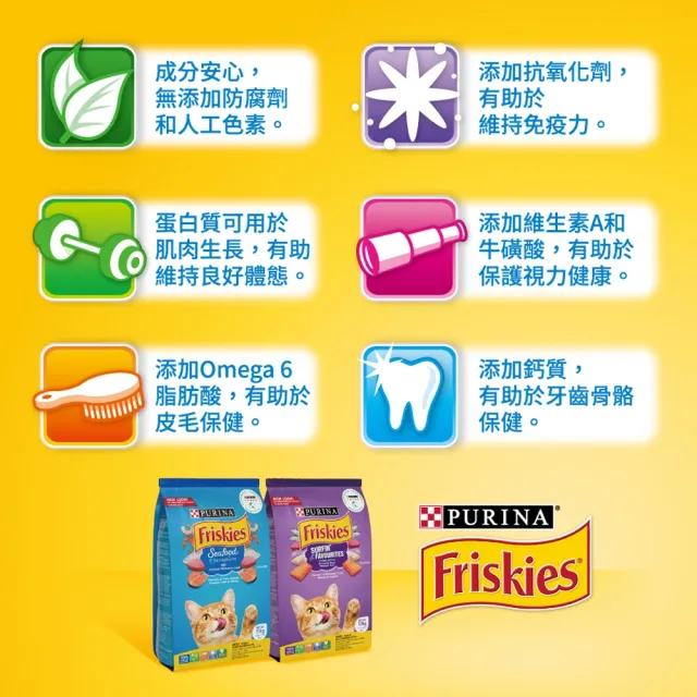 【Friskies 喜躍】成貓乾糧 1KGx3包(貓主食 貓飼料)