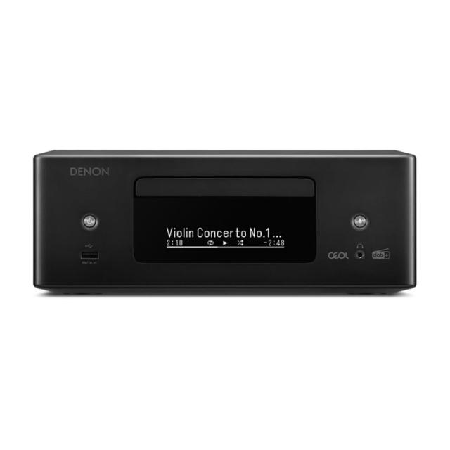 DENON RCD-N12 立體聲 CD 接收器，支援 WiFi 傳輸、Hi-Res 高解析音質認證，可插記憶卡/USB/AUX 播放，內建 FM 廣播及 CD/DVD 播放功能，適合各種音響系統，提供優異音質體驗與多樣連線選項。