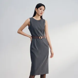 【G2000】圓領修身中長洋裝-醬棕色(4623213598)