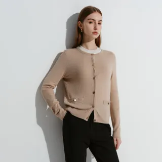 【G2000】圓領排扣針織外套-卡其色(4627530116)