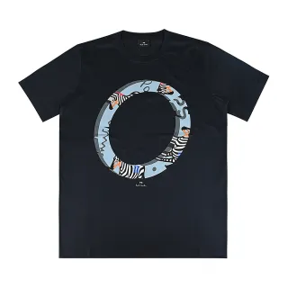 【Paul Smith】Paul Smith 簽字LOGO藍色立體PS圓圈搭斑馬PS純棉短袖T恤(男款/墨藍x多色)