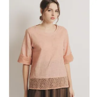 【SuperWands】骨線蕾絲刺繡精品上衣