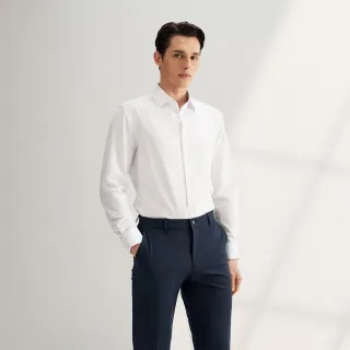 【G2000】防皺光滑彈性細斜紋長袖上班襯衫-白色(4112355200)