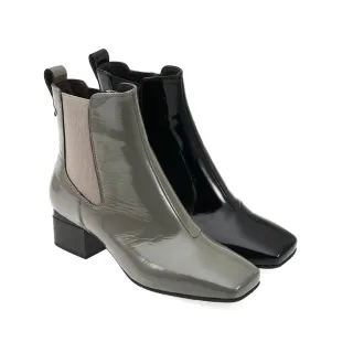 【A.S.O 阿瘦集團】A.S.O 皺紋漆皮彈性切爾西短靴(女鞋_2色任選)