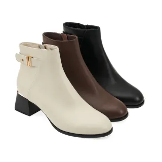 【A.S.O 阿瘦集團】A.S.O 輕奢優雅金屬飾釦短靴(女鞋_2色任選)