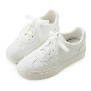 【amai】簡約率性拼接造型休閒鞋 小白鞋 厚底鞋 運動鞋 鬆糕鞋 百搭 時尚 好穿 大尺碼 GC134WT(白色)