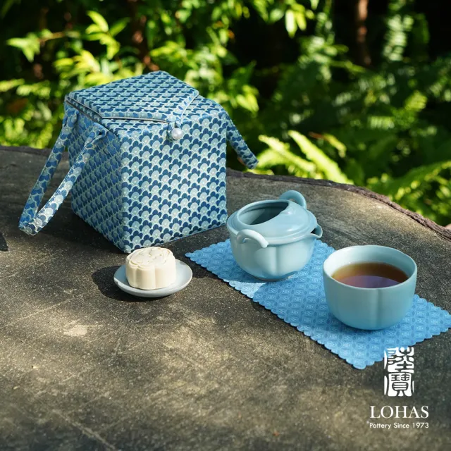 【LohasPottery 陸寶】汝窯鳳紋印隨手泡(一壺一杯+收納便攜包 附小茶巾 茶具/文創/禮品/禮物/收藏)