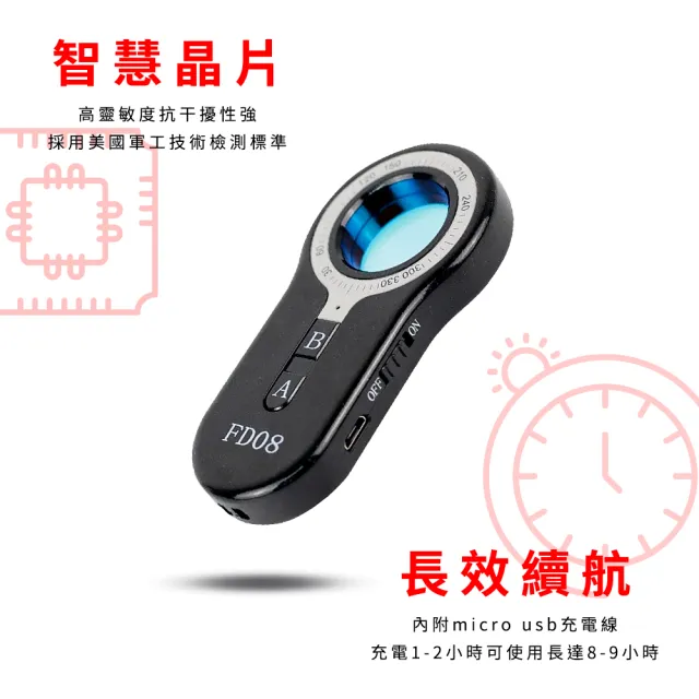 反針孔 防偷拍 偵測器 防盜器 警報器 隨身呼救器 偷拍偵測 208-FD08(防狼警報器 出國防盜)
