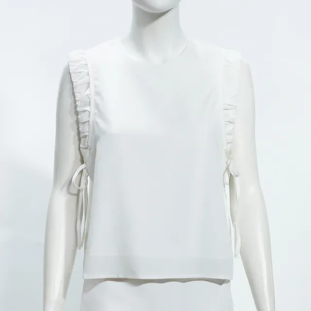 【YUANDONGLI 元動力】蝴蝶結綁帶寬鬆萊賽爾背心(白；S-L；4252323009)