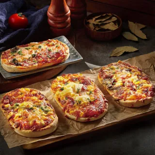 【金品】獨享小披薩-4片組(夏威夷/總匯/培根/牛肉 Pizza 比薩 冷凍食品)