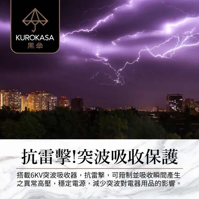 【iPlus+ 保護傘】7切6座3P延長線2.7M-黑傘消光系列(買一送一.顏色任選)