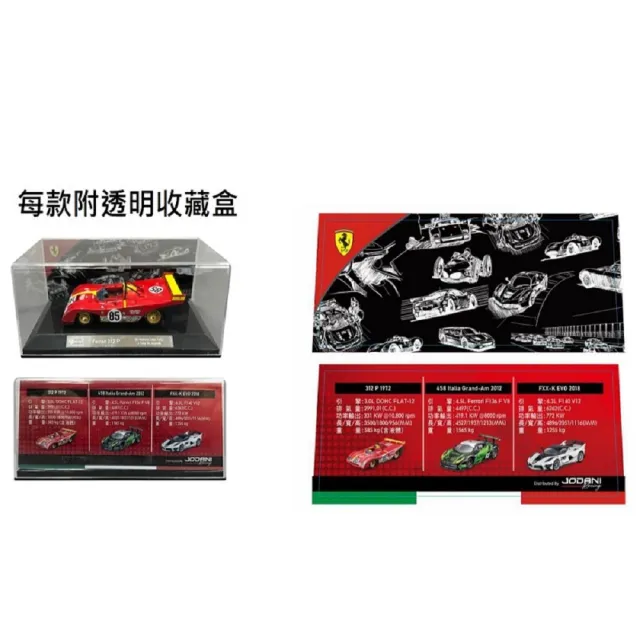 【Ferrari 法拉利】法拉利經典傳奇1:43 模型車9款(久達尼 法拉利 模型車收藏品)