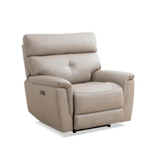 【Cheers 芝華仕】頭等艙 頭層牛皮 單人加大電動沙發附USB 50571 淺棕色