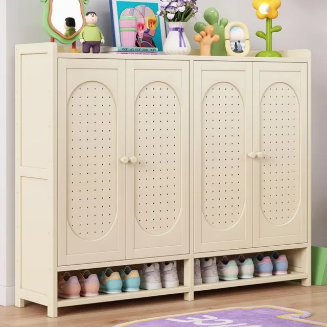 【匠俱】北歐風奶白透氣鞋櫃 四門八層120cm(玄關鞋櫃 置物鞋櫃 防潮收納櫃 鞋櫃 門口鞋架)