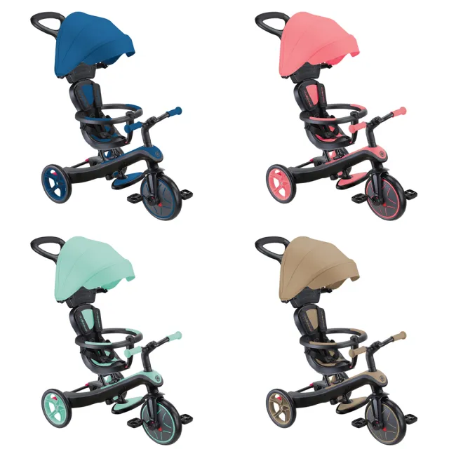 【GLOBBER 哥輪步】官方直營 法國4合1 Trike多功能3輪推車經典升級版(手推車、3輪腳踏車、嬰兒推車)