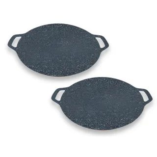 【JOJOGO】買一送一 萬用不沾烤盤 附收納袋(烤盤 露營 烤肉 不沾烤盤 IH爐 電磁爐適用)