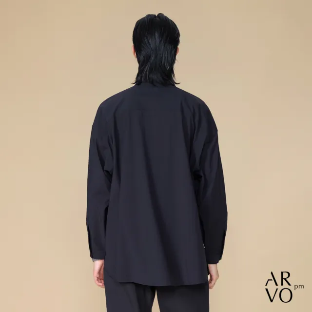 【ARVOpm】男女同款 質感雙口袋寬鬆襯衫-兩色任選(限時6折)