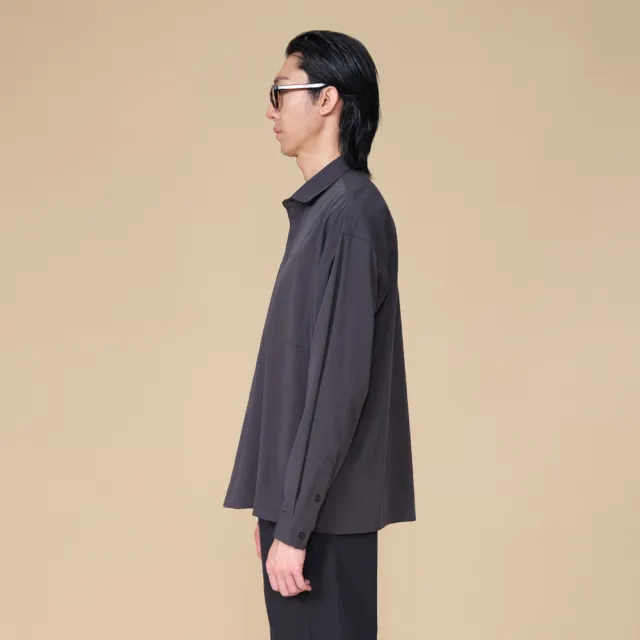 【ARVOpm】男女同款 短版寬鬆深灰色襯衫00082505104(雙11限定)