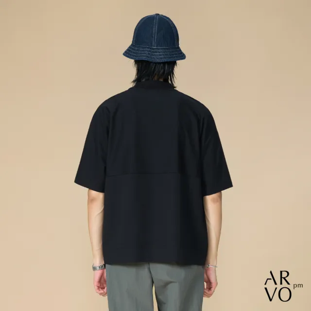 【ARVOpm】男女同款 藏青小高領寬版短袖T恤00212502104(限時6折)