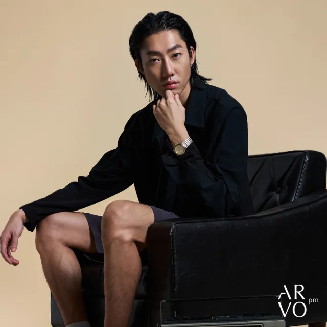 【ARVOpm】男女同款 拉鍊口袋黑色拼接襯衫00082504104(雙11限定)