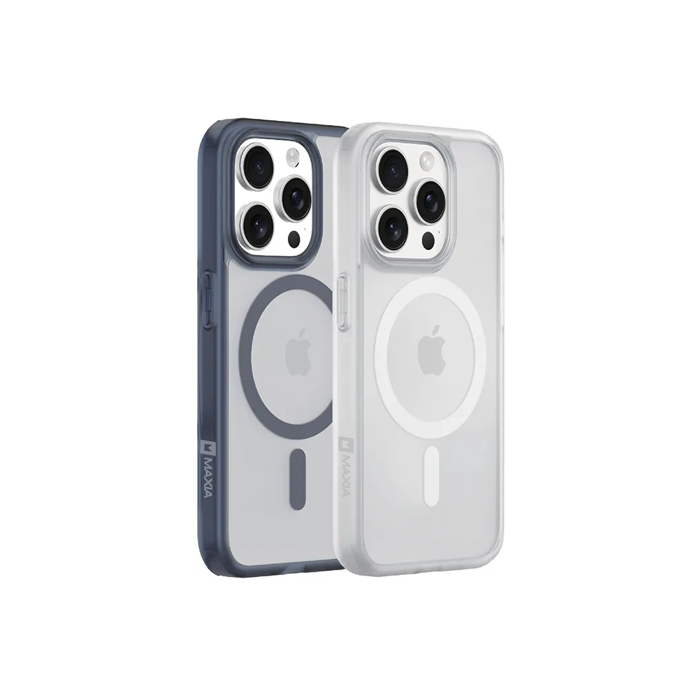【MAXIA】2入組 iPhone 15 Pro  霧透磁吸保護殼(支援MagSafe i15 Pro/Pro Max 霧透明/霧透藍)