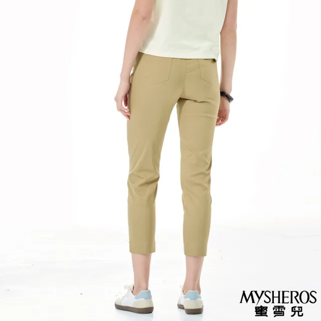 【MYSHEROS 蜜雪兒】高含棉造型長褲 前釦拉鍊口袋造型設計 簡約修身直筒(卡其)