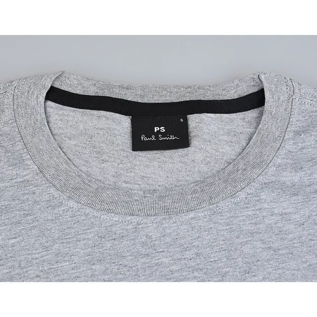 【Paul Smith】PAUL SMITH 簽字LOGO刺繡布章多彩斑馬圓領短袖T恤(男款/灰)