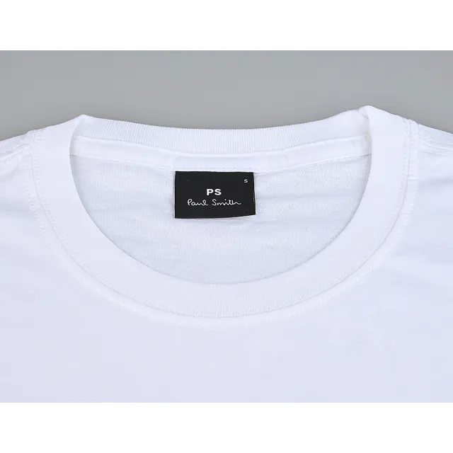 【Paul Smith】PAUL SMITH 簽字LOGO刺繡布章多彩斑馬圓領短袖T恤(男款/白)