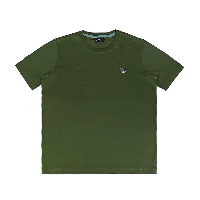 【Paul Smith】PAUL SMITH 簽字LOGO刺繡布章多彩斑馬圓領短袖T恤(男款/綠)