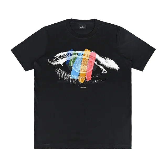 【Paul Smith】PAUL SMITH 字母LOGO眼睛噴印多彩造型圓領短袖T恤(男款/黑)