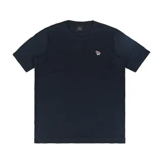 【Paul Smith】PAUL SMITH 簽字LOGO刺繡布章多彩斑馬圓領短袖T恤(男款/海軍藍)